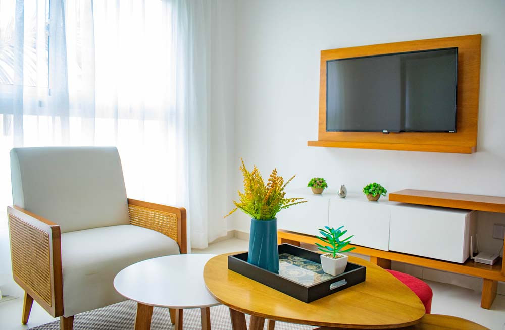 TV and amenities in an apartment at Beach Apartamentos in Playa Palmera 